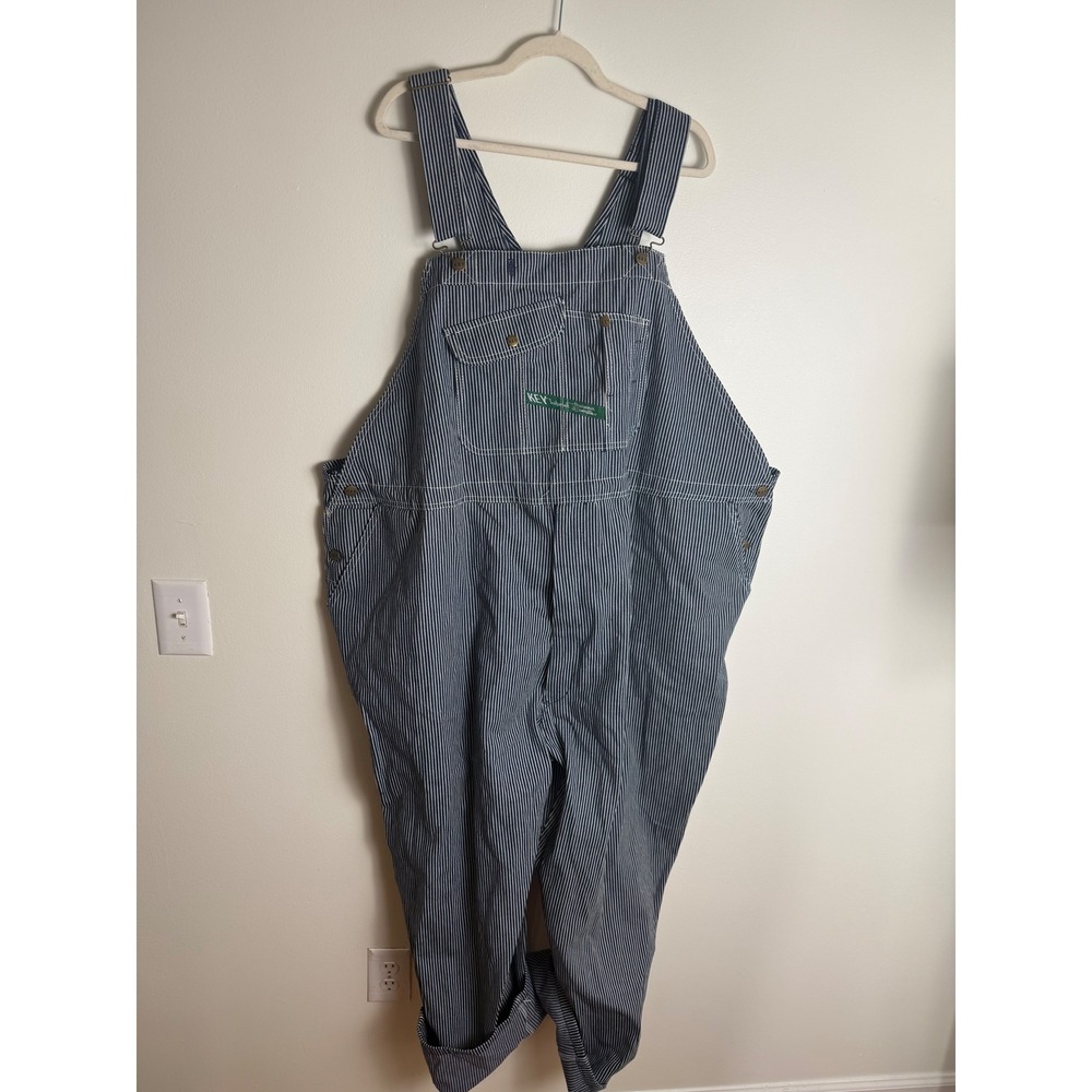 Key Industries Mens Hickory Stripe Bib Overalls Blue White 60x30 New With Tags